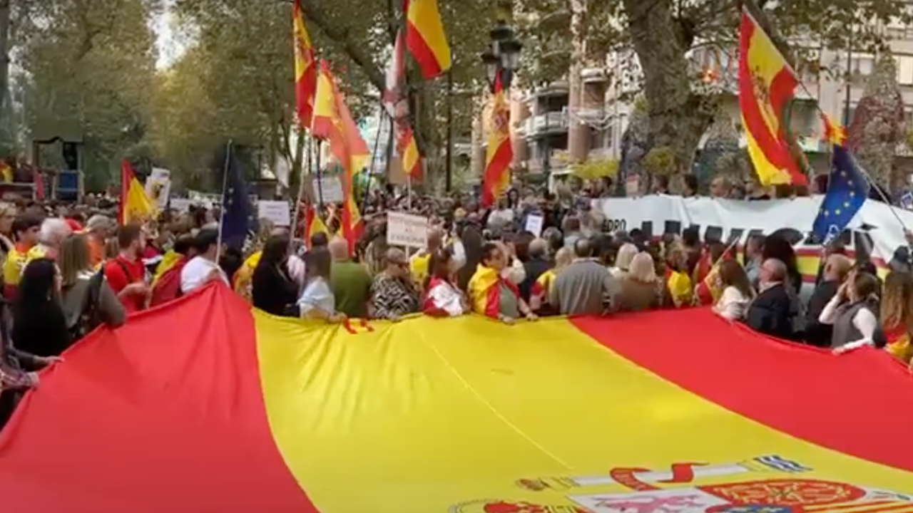 La concentraci&oacute;n de 20000 personas en contra de la amnist&iacute;a termina en la sede del PSOE de Santander