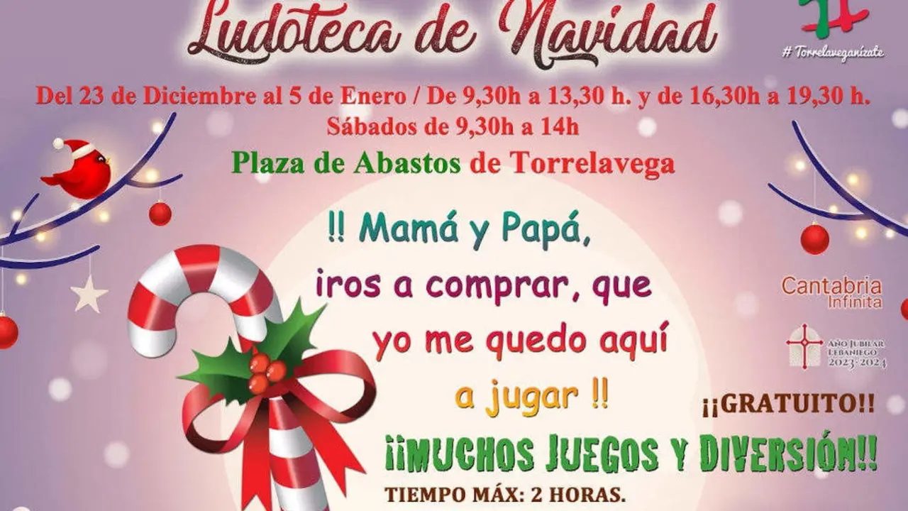 Parte del cartel de la ludoteca de Navidad en la Plaza de Abastos