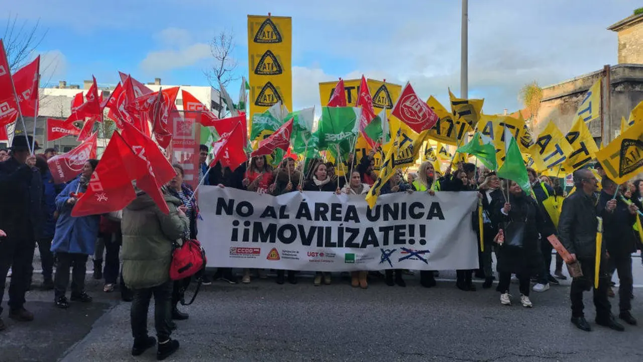 Los sindicatos en la concentraci&oacute;n de este jueves contra el &Aacute;rea &Uacute;nica