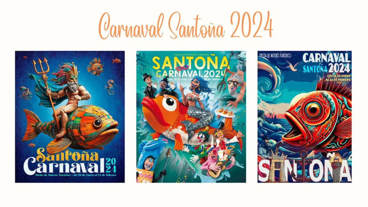 Carteles finalistas para ser la imagen de los Carnavales de Santo&ntilde;a 2024
