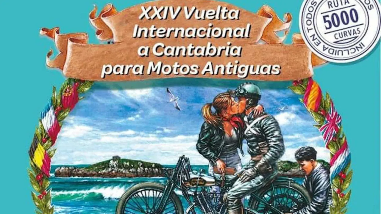 Cartel que promociona un evento de motos antiguas en Noja y que IU pide al Gobierno que se retire por considerarlo sexista