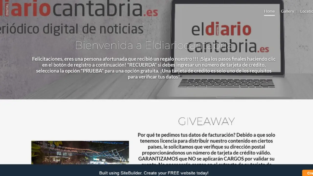 Portada de un falso eldiariocantabria.es