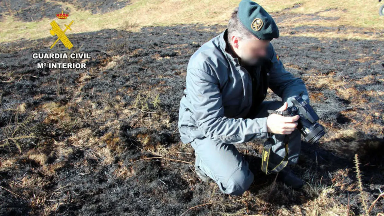 Guardia Civil investigando un incendio forestal