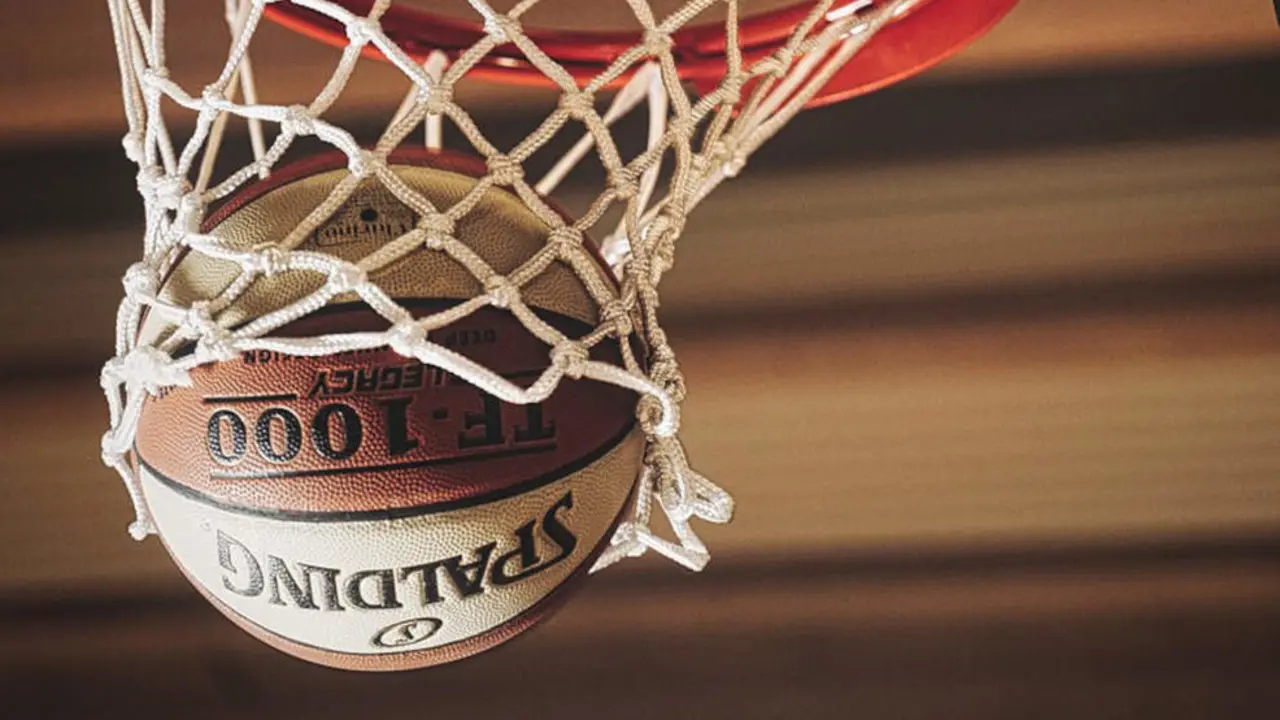 Un bal&oacute;n entrando en la canasta