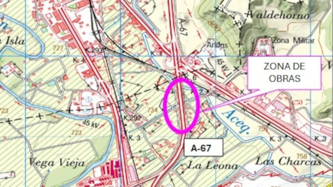 Afectaci&oacute;n al tr&aacute;fico prevista desde el pr&oacute;ximo 15 de julio en la autov&iacute;a A-67 a la altura de Palencia