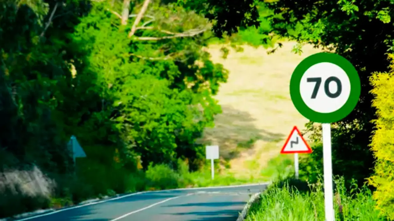 Se&ntilde;al de tr&aacute;fico con el borde verde que ya se empieza a ver en algunas carreteras de Europa