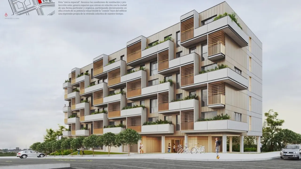 Infograf&iacute;a de uno de los edificios de VPO en el Alisal