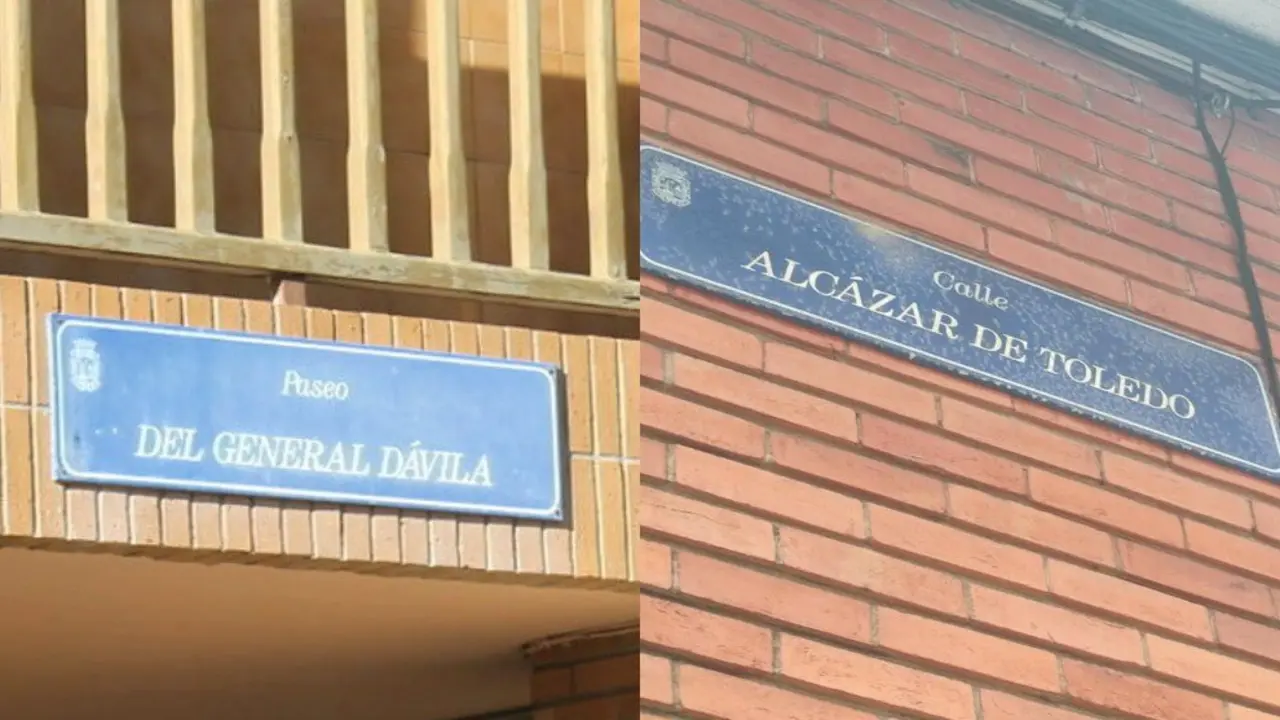 Placas del Paseo del General D&aacute;vila y de la calle Alc&aacute;zar de Toledo