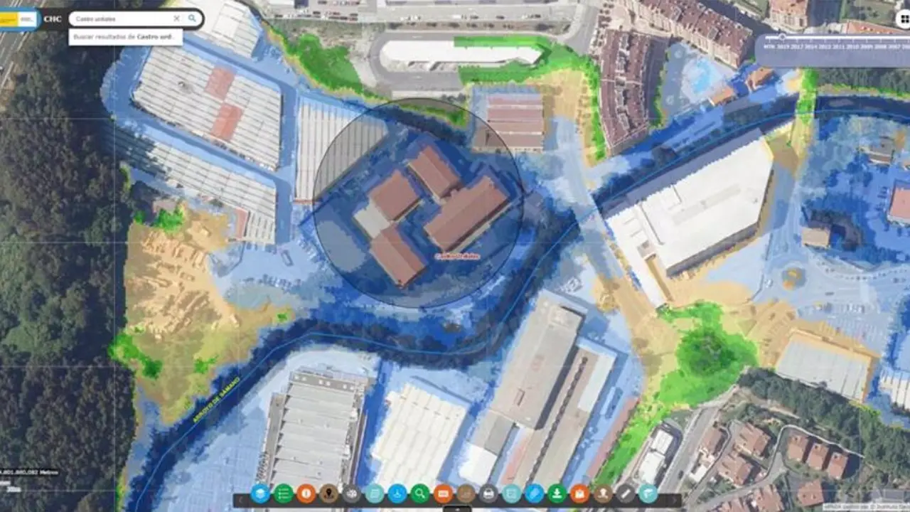 Zona inundable en el área del IES Zapatero Domínguez