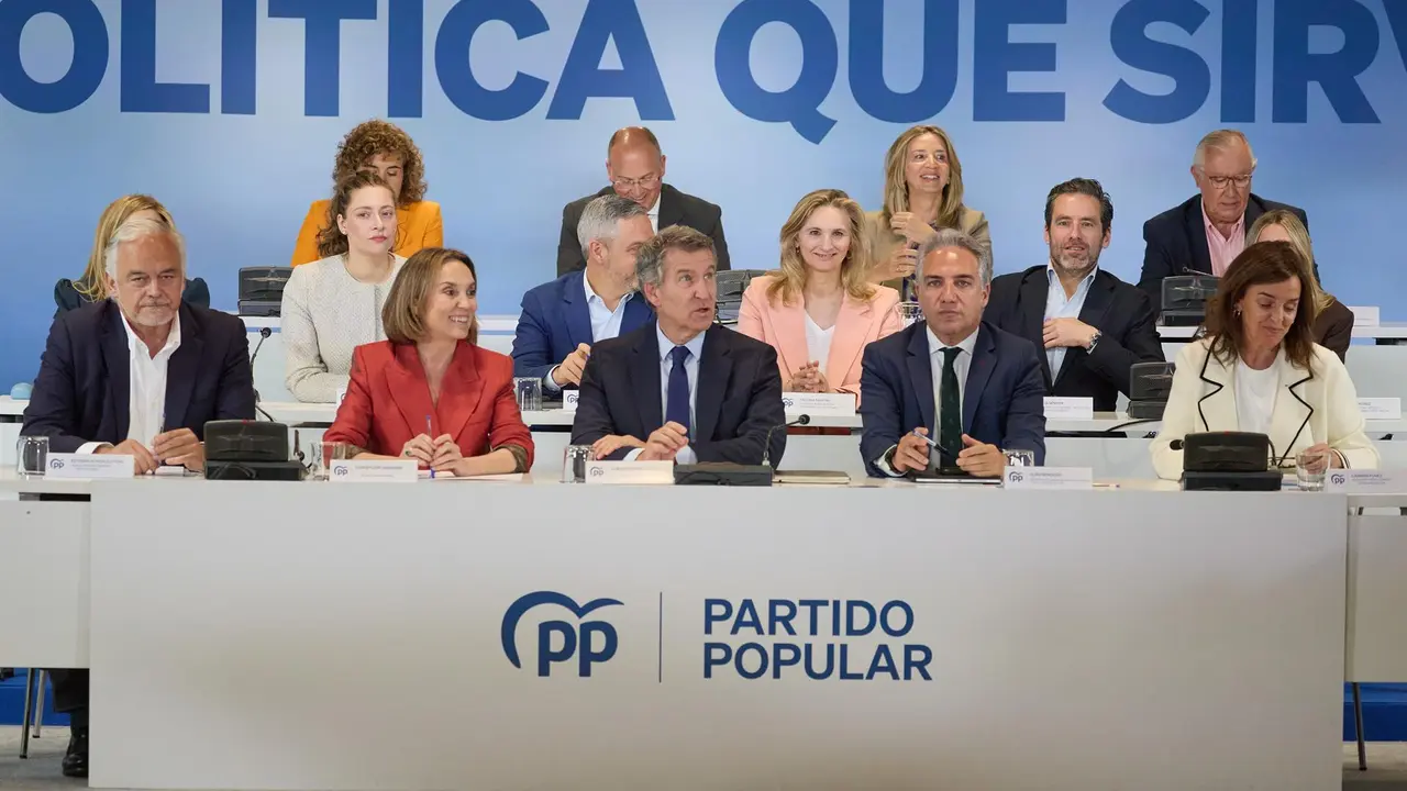 El líder del PP, Alberto Núñez Feijóo, preside la reunión del Comité Ejecutivo Nacional, en la sede del PP