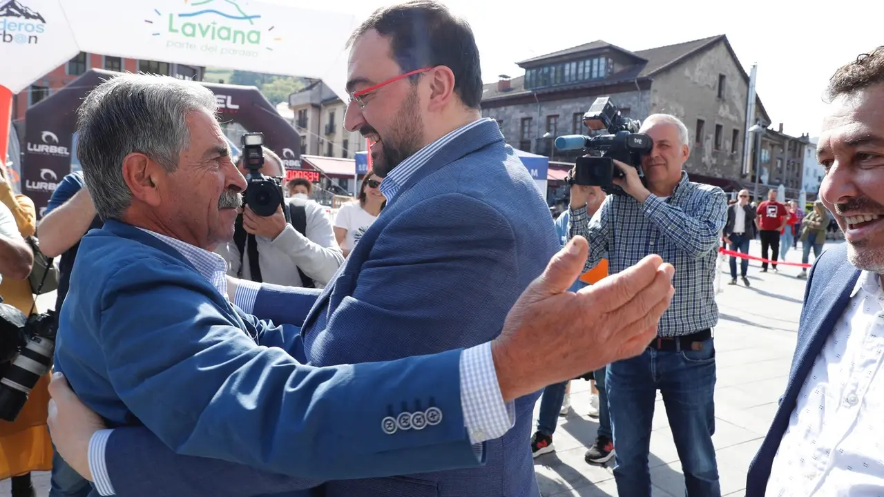 Archivo - Abrazo entre Miguel Ángel Revilla y Adrián Barbón, en una imagen de archivo 
